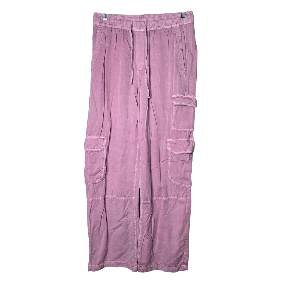 Old Navy Cargo Pants Women S Pink Mid-Rise Wide Leg Comfort Waistband Drawstring
